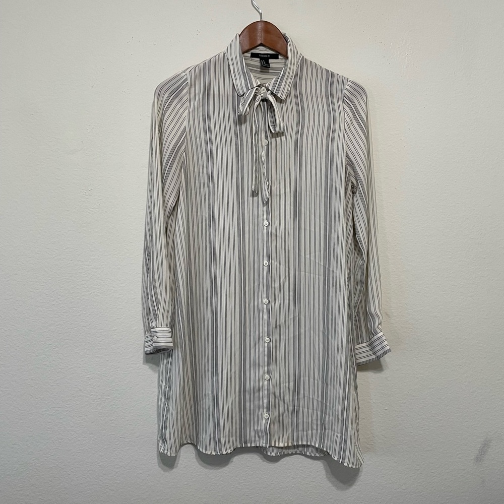 FOREVER21  Stripe Shirt Dress with neck bow
